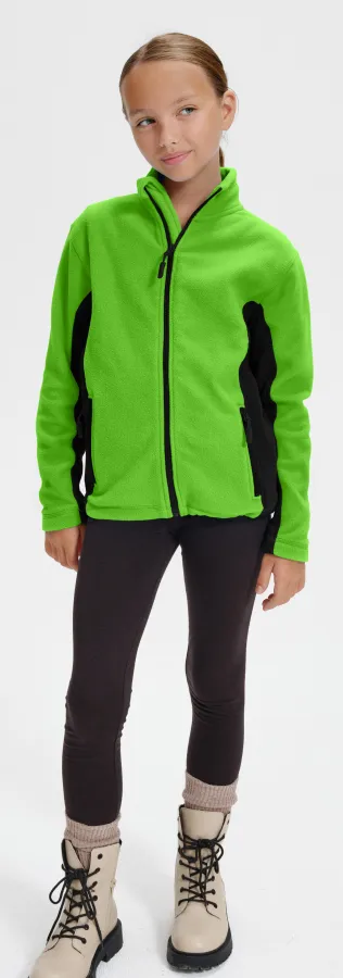 Barn fleece kontrastjacka, äppelgrön Barn fleece kontrastjacka, äppelgrön