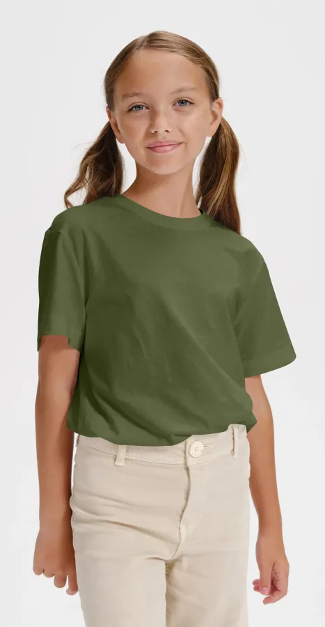Barns enkla T-shirt, khaki Barns enkla T-shirt, khaki