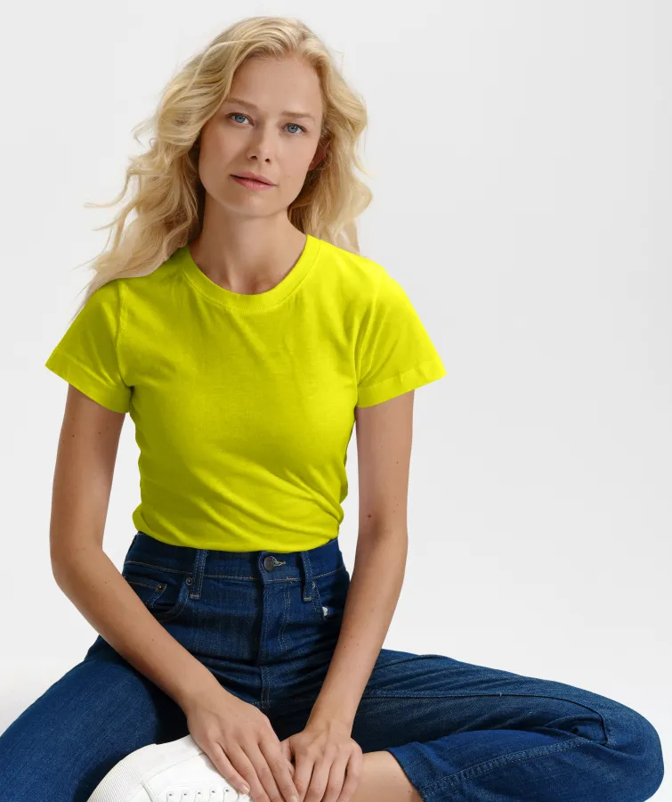 Dam enkel T-shirt, citrongul Dam enkel T-shirt, citrongul
