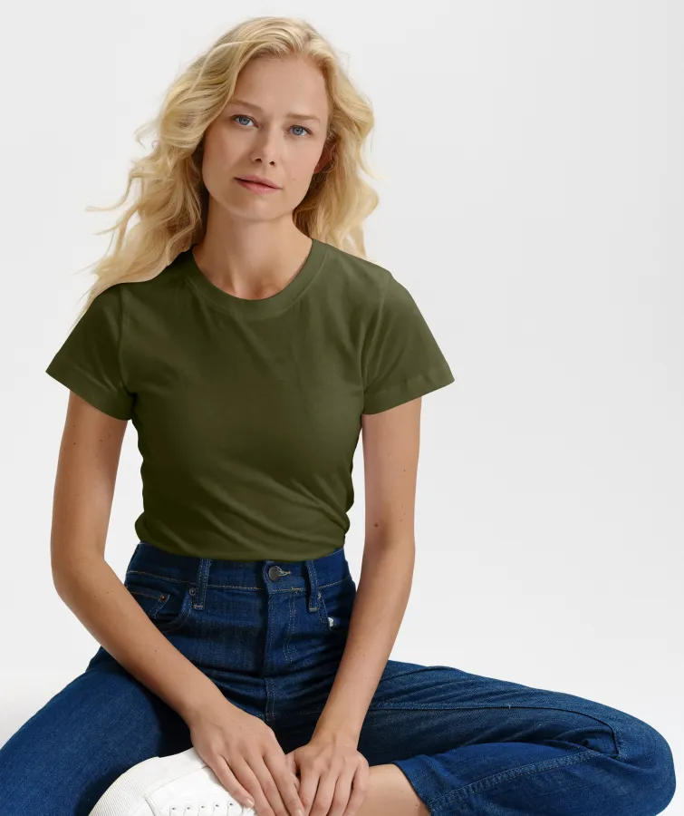 Dam enkel T-shirt, military Dam enkel T-shirt, military
