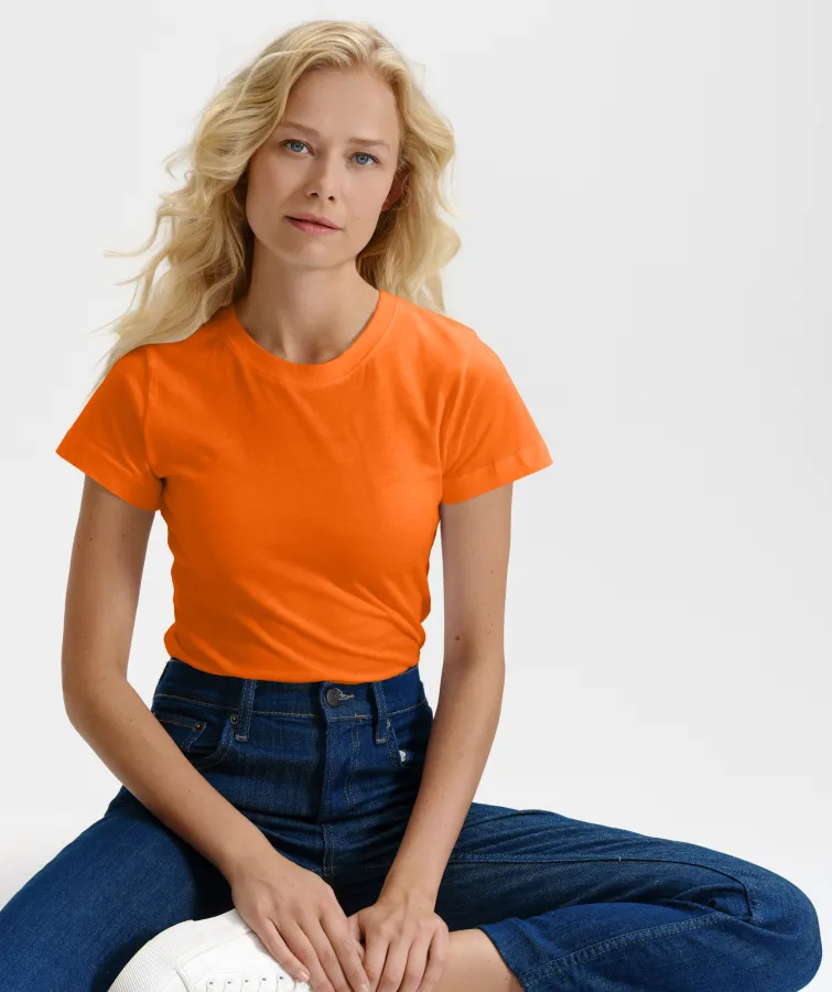 Dam enkel T-shirt, orange Dam enkel T-shirt, orange