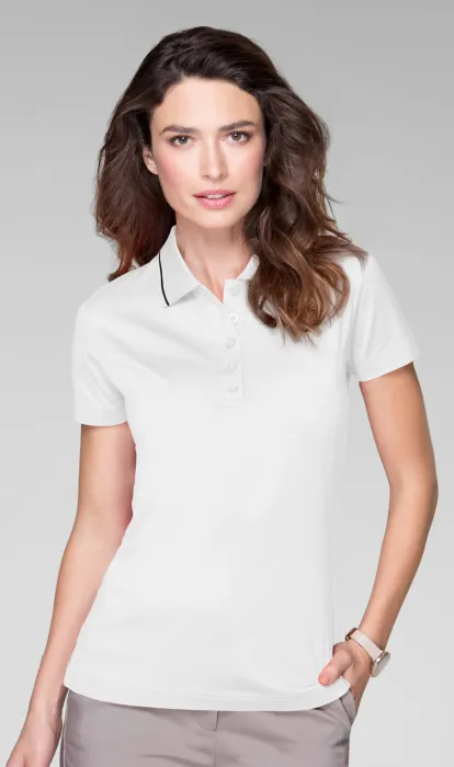 Damer elegant merceriserad polotröja, vit Damer elegant merceriserad polotröja, vit