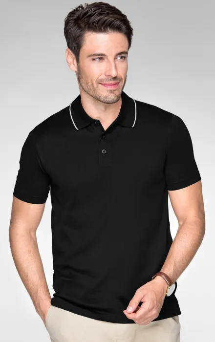 Elegant merceriserad polotröja för män, svart Elegant merceriserad polotröja för män, svart