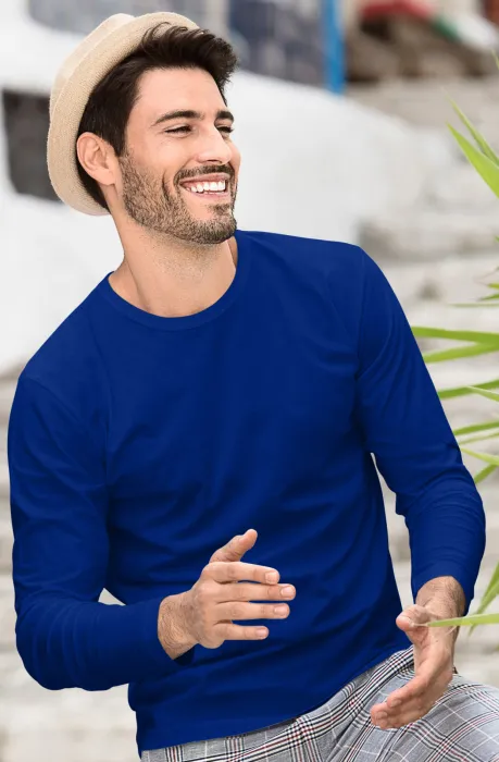 Långärmad T-shirt herr, kungsblå