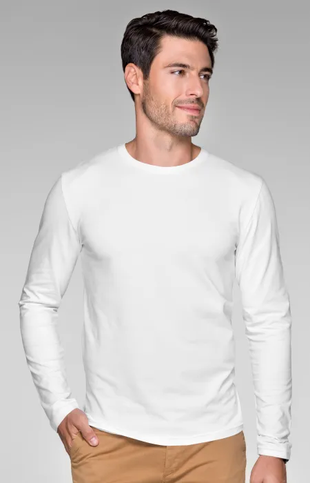 T-shirt med lång passform för män, vit T-shirt med lång passform för män, vit