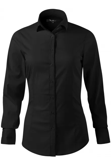Dam långärmad blus slim fit - svart, S