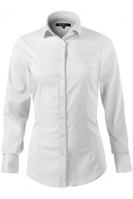 Dam långärmad blus slim fit - vit, S