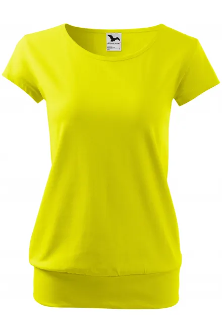Damer trendig T-shirt - citrongul, S