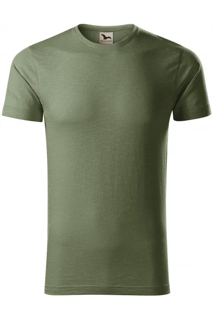 Herr-T-shirt, texturerad ekologisk bomull - khaki, M