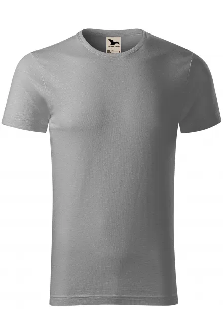 Herr-T-shirt, texturerad ekologisk bomull - ljus silver, M