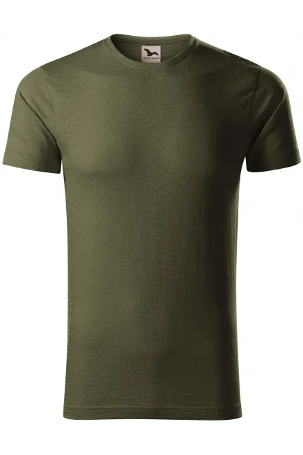 Herr-T-shirt, texturerad ekologisk bomull - military, M
