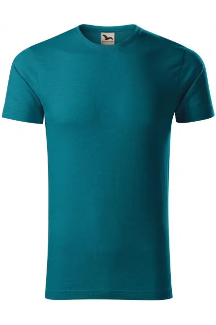 Herr-T-shirt, texturerad ekologisk bomull - petrol blue, M