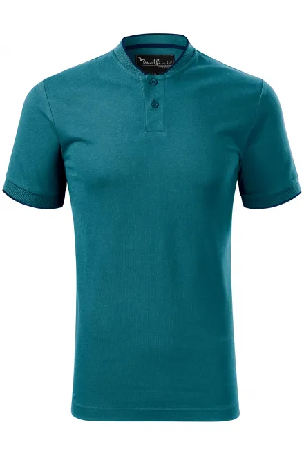 Herrpikétröja med bomberkrage - petrol blue, M