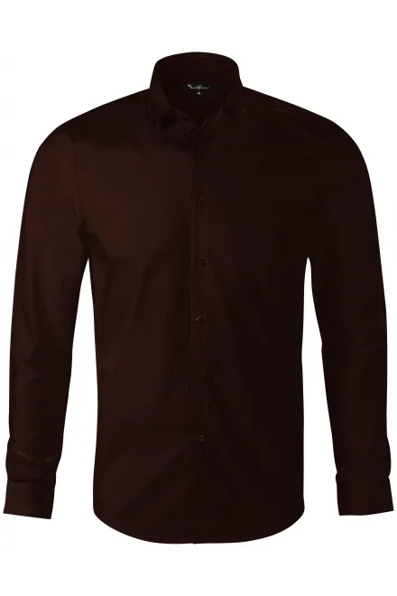 Herrskjorta med långa ärmar Slim fit - kaffe, S