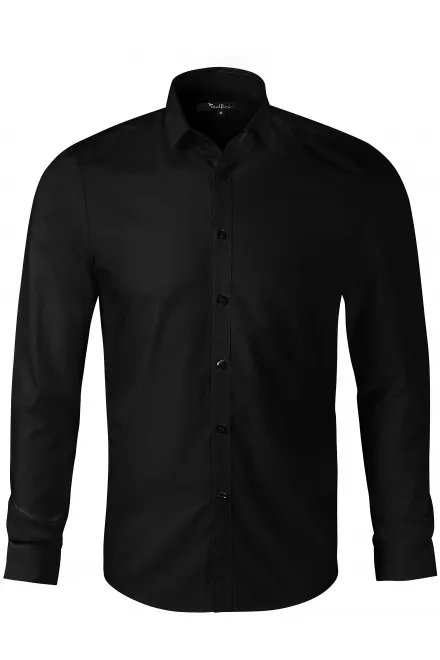 Herrskjorta med långa ärmar Slim fit - svart, S