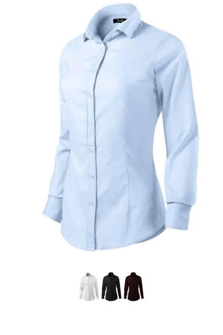 Dam långärmad blus slim fit, ljusblå