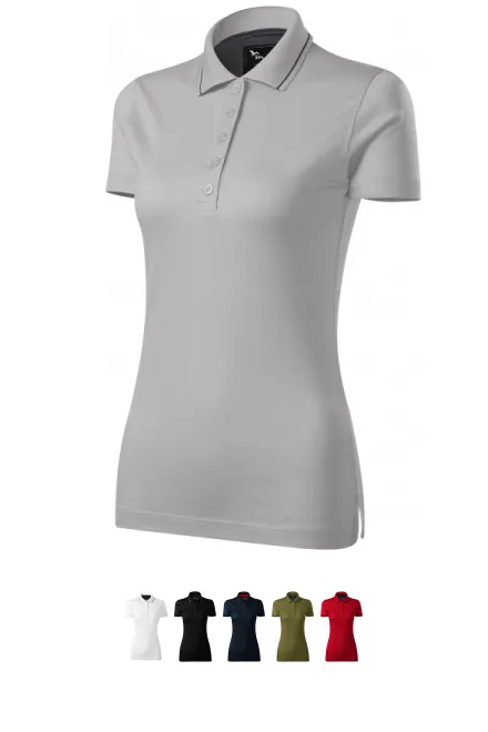 Damer elegant merceriserad polotröja, silvergrå