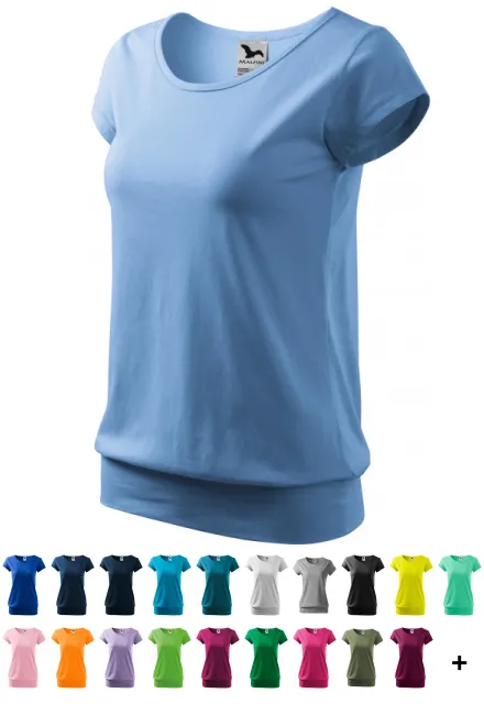 Damer trendig T-shirt, himmelsblå