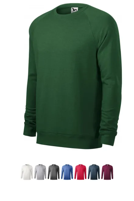 Enkel sweatshirt för män, flaskgrön marmor