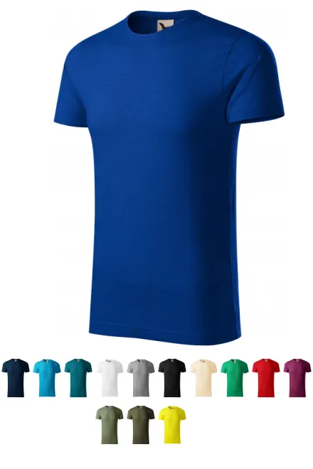 Herr-T-shirt, texturerad ekologisk bomull, kungsblå