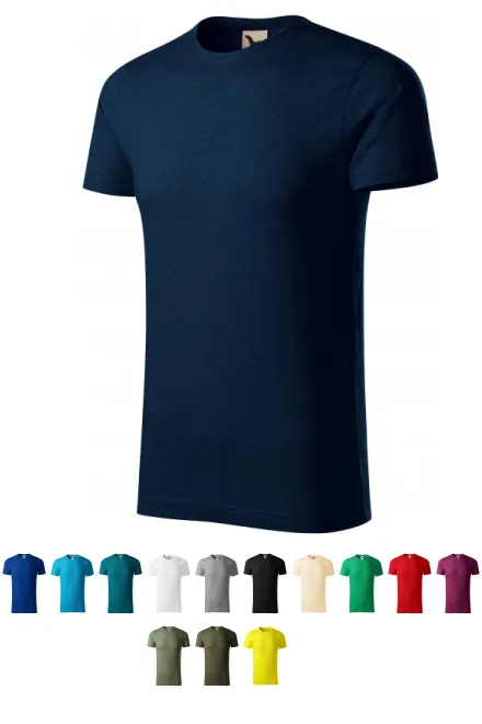 Herr-T-shirt, texturerad ekologisk bomull, mörkblå