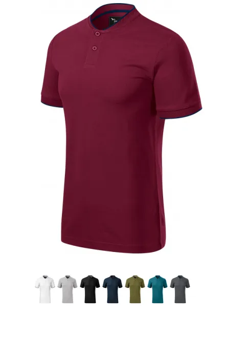 Herrpikétröja med bomberkrage, garnet