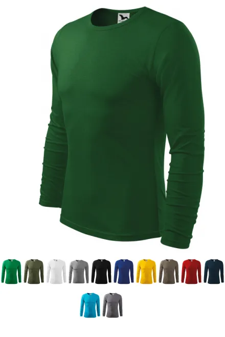 Långärmad T-shirt herr, grön på flaska