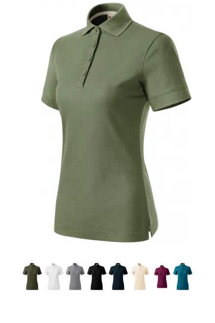 Pikétröja i ekologisk bomull för kvinnor, khaki