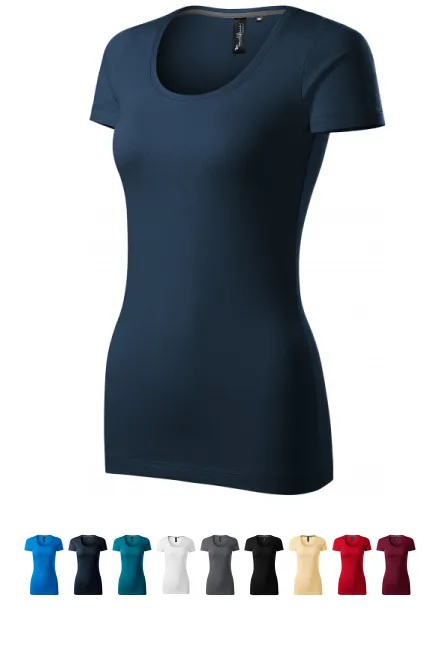 T-shirt dam med dekorativa sömmar, mörkblå