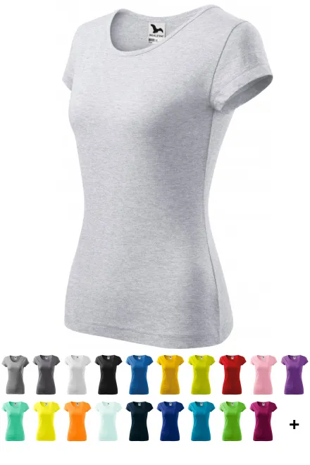 T-shirt dam med mycket korta ärmar, ljusgrå marmor