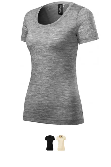 T-shirt dam tillverkad av merinoull, mörkgrå marmor