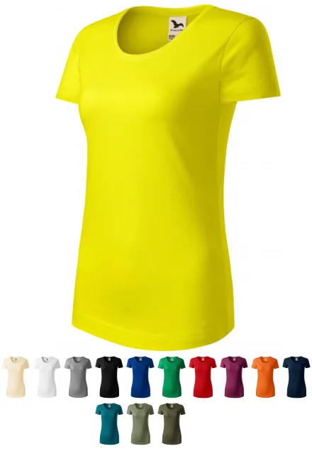 T-shirt för ekologisk bomull för kvinnor, citrongul