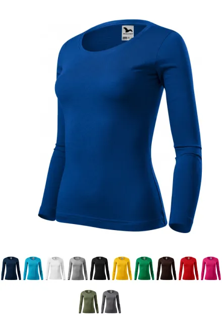 T-shirt för kvinnor med långa ärmar, kungsblå