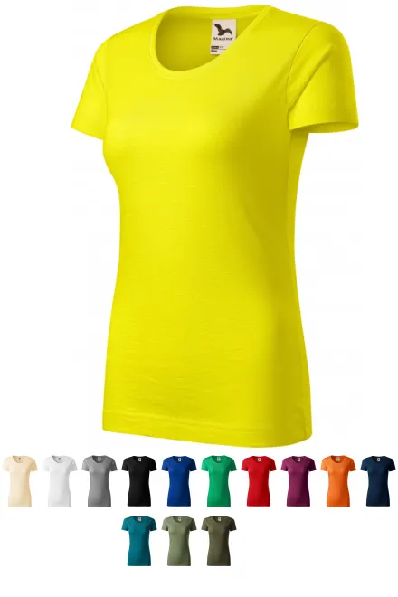 T-shirt för kvinnor, texturerad ekologisk bomull, citrongul
