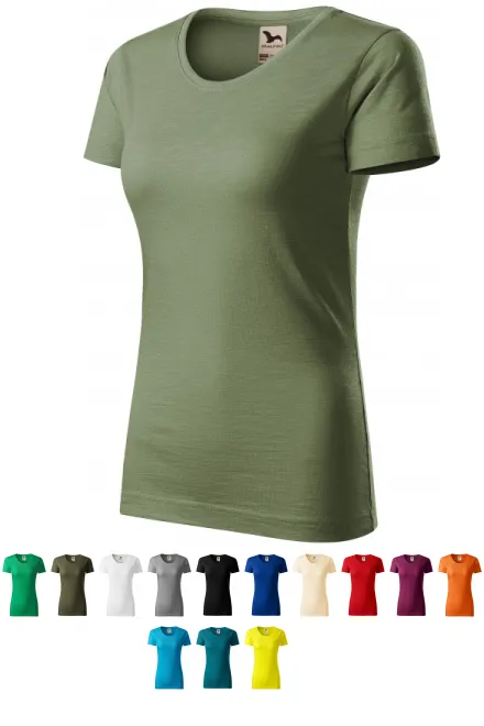 T-shirt för kvinnor, texturerad ekologisk bomull, khaki