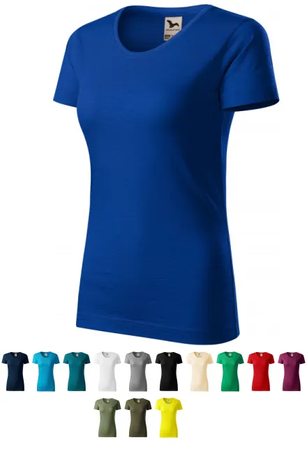 T-shirt för kvinnor, texturerad ekologisk bomull, kungsblå