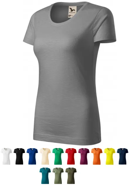 T-shirt för kvinnor, texturerad ekologisk bomull, ljus silver