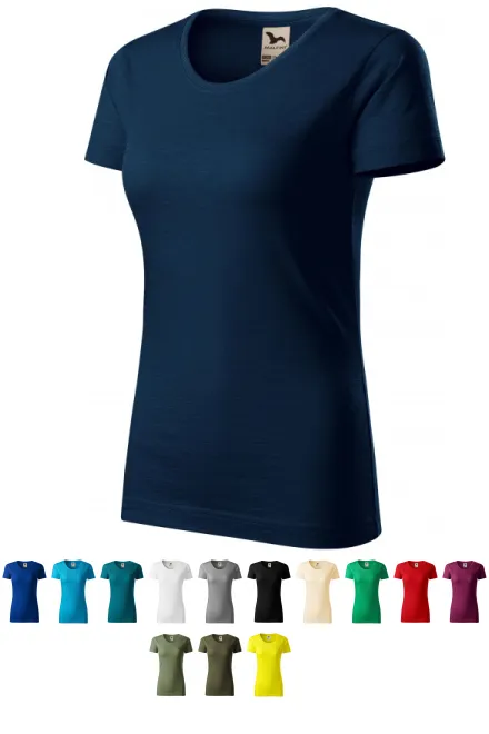 T-shirt för kvinnor, texturerad ekologisk bomull, mörkblå