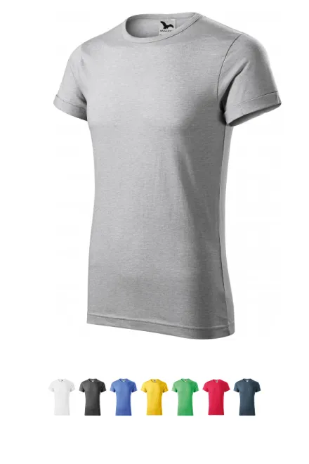 T-shirt herr med rullade ärmar, silver marmor