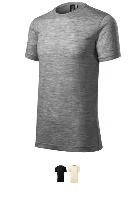 T-shirt herr tillverkad av merinoull, mörkgrå marmor