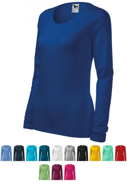 T-shirt med lång passform för damer med långa ärmar, kungsblå