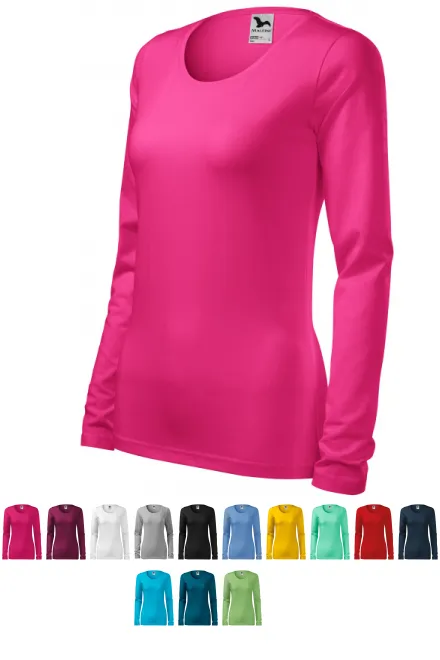 T-shirt med lång passform för damer med långa ärmar, lila