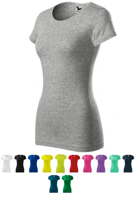 T-shirt med smal passform för damer, mörkgrå marmor