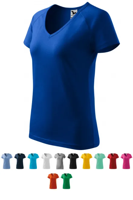 T-shirt med smal passform för damer och raglanärm, kungsblå