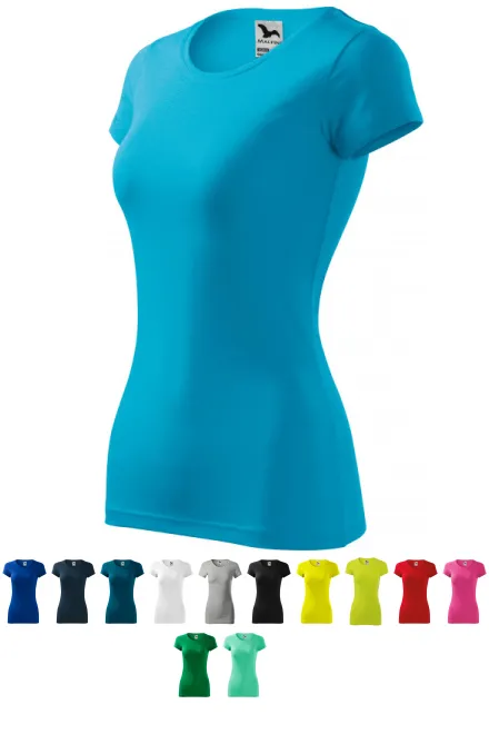 T-shirt med smal passform för damer, turkos