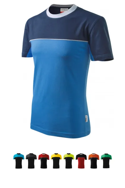 Två färger bomullst-shirt, ljusblå