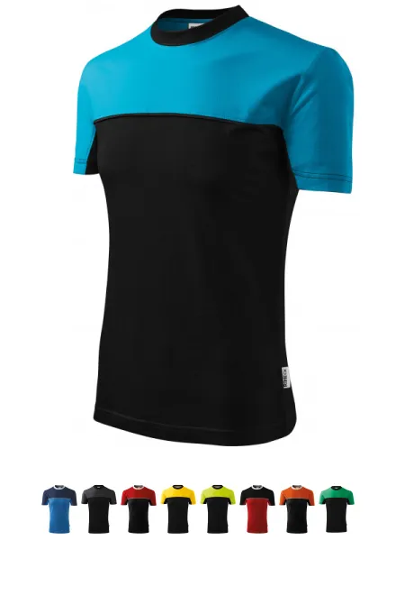 Två färger bomullst-shirt, turkos