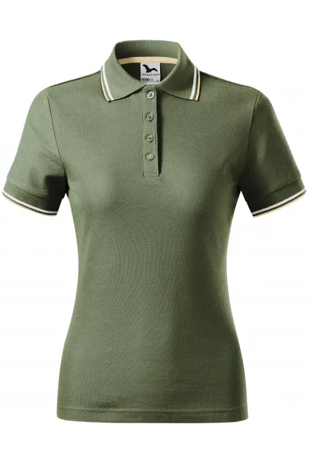 Klassisk pikétröja för kvinnor - khaki, L
