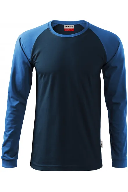 Kontrast-T-shirt för män med långa ärmar - mörkblå, L