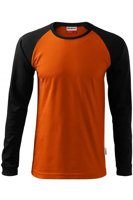 Kontrast-T-shirt för män med långa ärmar - orange, L